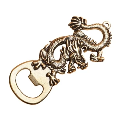 Image of Dragon Bottle Opener Keychain Animal Shaped Beer Open Tools Brass Men Kitchen Accessory