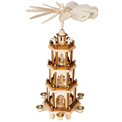 Image of BRUBAKER Wooden Christmas Pyramid 4 Levels 24 Inches (60 cm) Hand painted Figures