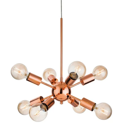 Image of Alfa 8 Light Multi Arm Ceiling Pendant Copper, E27