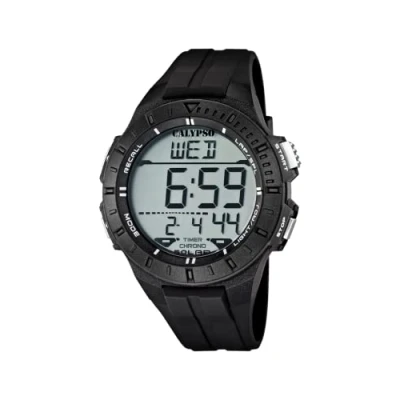 Image of Calypso Unisex Digital Watch with LCD Dial Display and Black Plastic Strap K5607/6