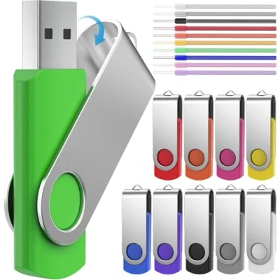 Image of 16GB USB Memory Sticks, 10 Pack 2.0 Sticks Portable Thumb Drive Multi Coloured Flash Drive, 16 GB Pen Drives Data Storage with Cords