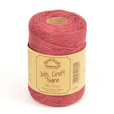 Image of EVERLASTO NATURAL COLOURED JUTE CRAFT TWINE 100M SPOOLS (RASPBERRY)