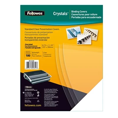 Image of Fellowes A4 Binding Cover 180 Microns PVC Covers Pack of 100 Transparent