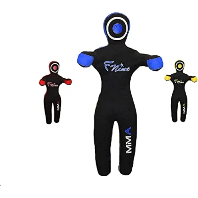 Image of FNine MMA Grappling Dummy, for Judo, Wrestling, Brazilian Jiu Jitsu, Submission and Throwing UNFILLED Canvas Bag (Black Blue, 59&quot;)