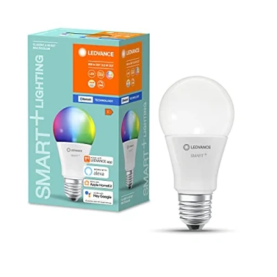 Image of LEDVANCE Smart RGB LED lamp, especially for Alexa, frosted bulb shape E27 base, ZERO TOUCH setup easy just by click, RGBW colours + light colour changeable(2700 6500K), 60W replacement,ZTS