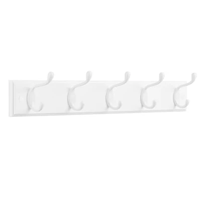 Image of SONGMICS Coat Rack,Wall Mounted Rack, 5 Dual Metal Hooks, for Coats, Bags, Keys, in The Entryway, Bedroom, Living Room, Pre Assembled, Cloud White LHR235W01