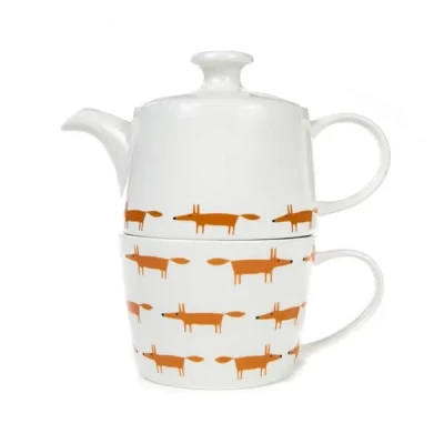 Image of Scion Living Mr Fox Ceramic &amp; Orange Tea for One Set