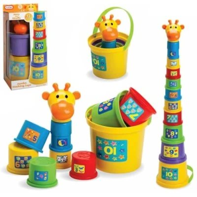 Image of The Magic Toy Shop Gerry Giraffe or Poppy Unicorn Baby Toddler Stacking Nesting Sorting Cups Blocks Activity Fun Time (Gerry Giraffe)
