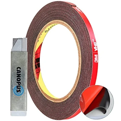 Image of CANOPUS Double Sided Tape Strong, 5mm x 3m, VHB Waterproof Heavy Duty, Ideal for LED Strip Lights, Automotive, Home, Office Decor