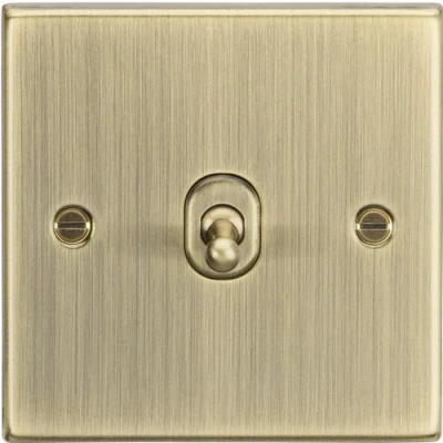Image of KnightsBridge 10AX 1G Intermediate Toggle Switch Square Edge Antique Brass
