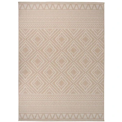 Image of vidaXL Outdoor Flatweave Rug 200x280 cm Brown Stripes