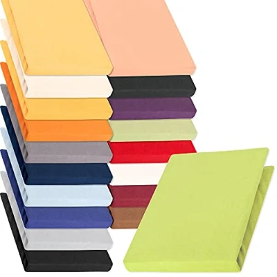 Image of aqua textil Pur Fitted Sheet Divan Water Beds Cotton 120x200 130x220 cm pistachio green