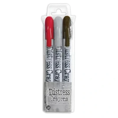 Image of Tim Holtz Ranger Distress Crayon Set 15 (Lumberjack Plaid/Lost Shadow/Scorched Timber), Multicoloured, 14 x 1.5 cm