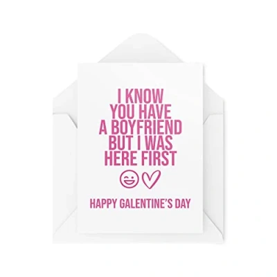 Image of Galentine&#039;s Day Cards I Was Here First Valentines Best Friend Bestie Card Girly Funny CBH1600
