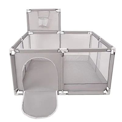 Image of Selonis Square Play Pen Filed No Balls Basketball, Grey