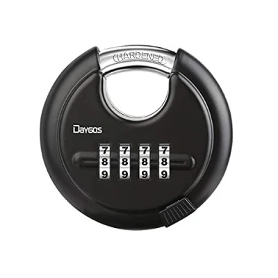 Image of DAYGOS Heavy Duty Combination Padlock Outdoor Stainless Steel Disc Lock, Weatherproof Lock for Gate, Shed, Garage, Locker(Black, 1pcs)