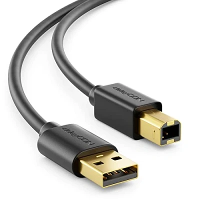 Image of deleyCON 5m (16.40 ft.) Data Cable Printer Scanner USB A Male to B for Black