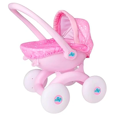 Image of Dream Creations 4 in 1 My First Pram Interchangeable Modes Dolls Pram, Pushchair, Carry Cot, Travel Seat Pushchair &amp; Toys For Kids Boys Girls Ages 18 Months+