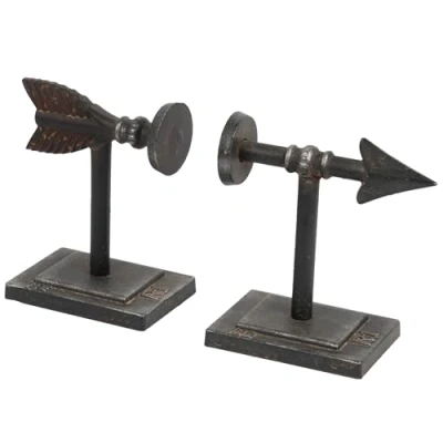 Image of Creative Co Op Bronze Arrow Shaped Cast Iron Bookends (Set of 2 Pieces)