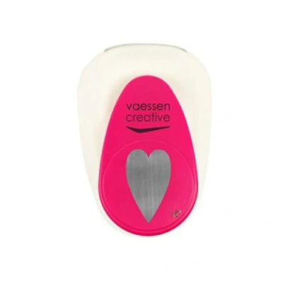Image of Vaessen Creative Craft Paper Punch Heart 3,7 x 2,2 cm Circle Cutter for Crafting and Card Making, White/Pink