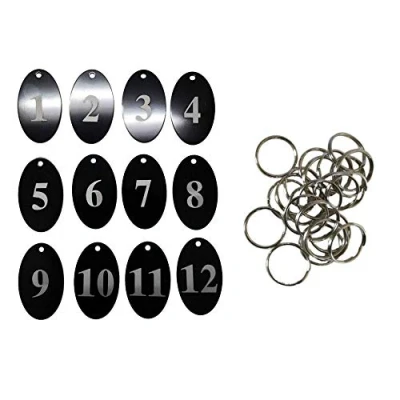 Image of Sourcemall Aluminum Alloy Numbered Tags with Key Ring (Black, 1 50)