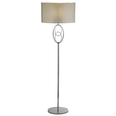 Image of Loopy 1 Light Floor Lamp, Chrome, White Shade
