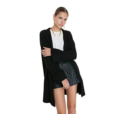 Image of Trendyol Women Regular fit Basic Crew Neck Knitwear Cardigan Black