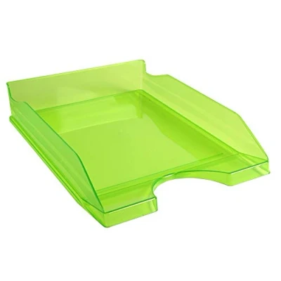 Image of Exacompta Ref. 12397D set of 10 ECOTRAY letter trays dimensions 34.5x25.5x6.5 cm for A4+ format documents translucent apple green color