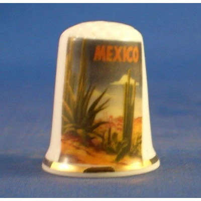 Image of Birchcroft Porcelain China Collectable Thimble Travel Poster Series Mexico