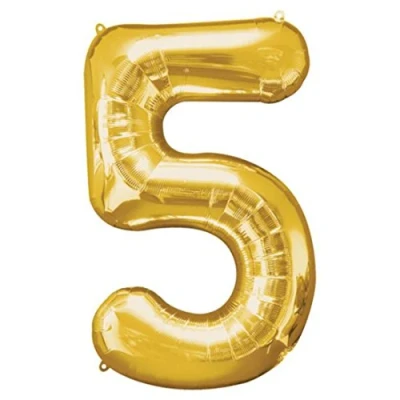Image of Unique Party 55765 34&quot; Giant Gold Foil Number 5 Balloon