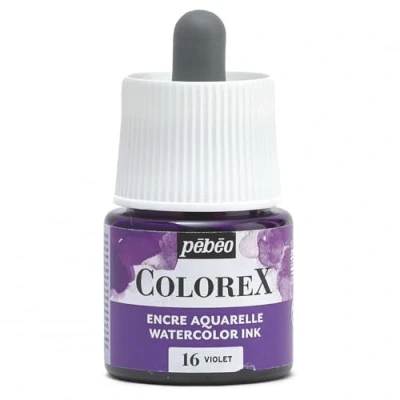 Image of Pébéo Colorex Ink 45 ml Purple Watercolour Velvety Rendering Multi Tool Drawing for All Media