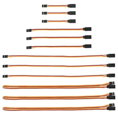 Image of GTIWUNG 3&quot; 6&quot; 12&quot; 24&quot; JR Style Servo Extension, Cables, 3Pin Extension Cable 22AWG 60 Cores Wire Male to Female Futaba for Remote Control Aircraft, 4 Sizes, 3 each