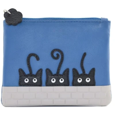 Image of Mala Leather Peek a Boo Cats Collection Coin Purse RFID Blocking 4290_01 Blue