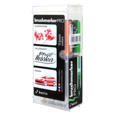 Image of KARIN Brushmarker PRO 12 Basic Colours set, Assorted