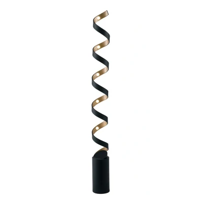 Image of HELIX LED Swirl Floor Lamp Black, Gold 2400lm 4000K 14.5x152cm