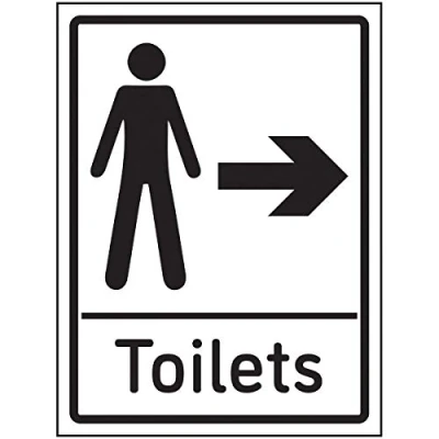 Image of V Safety Mens Toilets Arrow Right Sign 150x200mm 1mm Rigid Plastic