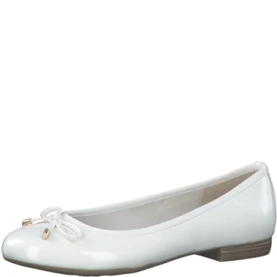 Image of MARCO TOZZI Women&#039;s Block Heel, Soft Feel me Footbed, Ideal for Business and Leisure 2 22137 20 Ballet Flat, Ivory Patent, 7.5 UK