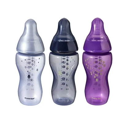 Image of Tommee Tippee Closer to Nature® Baby Bottles, Breast Like Teat with Anti Colic Valve, 260ml, Pack of 3, Midnight Skies