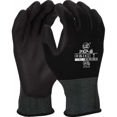 Image of UCi PXP B/PXP WH PU Palm Coating 13 Gauge Grip Gloves Lightweight Dexterity Black or White (9 / Large, (PXP B))
