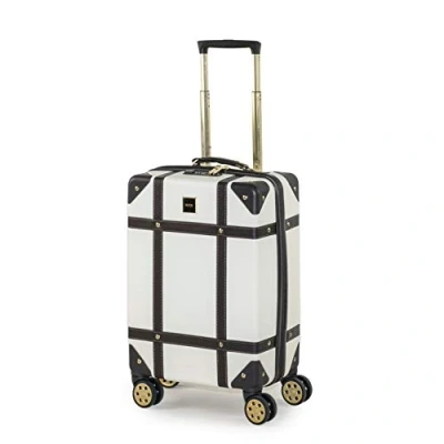 Image of Rock Vintage 54cm Cabin Size Suitcase Retro 8 Wheel Spinner Luggage Cream