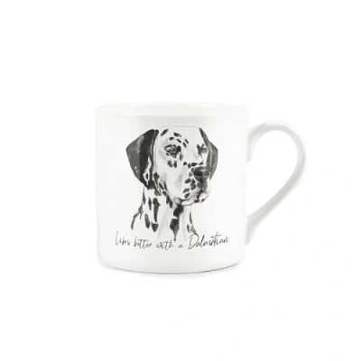 Image of Purely Home Dalmatian Mug Lifes Better with a Bone China White Tea/Coffee Gift for Dog Lovers