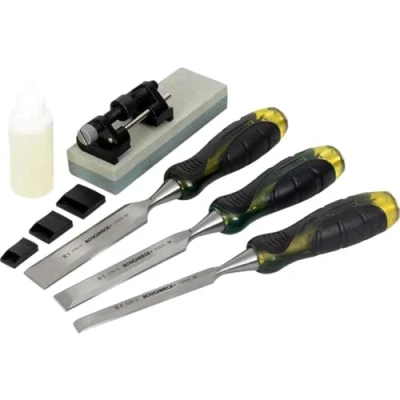 Image of Roughneck ROU30165 Bevel Edge Chisel &amp; Sharpening Kit 6 Piece