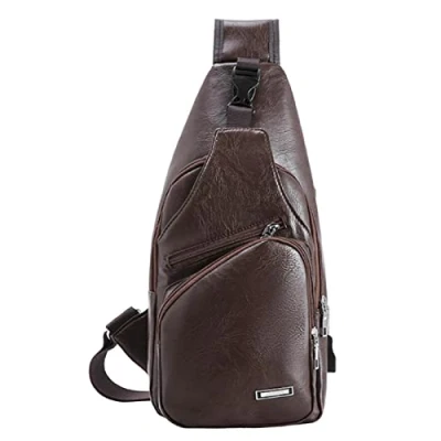 Image of Chest Bags For Men PU Leather Shoulder Sling Bag Men,Sling Bags, Backpack Small Cross Body