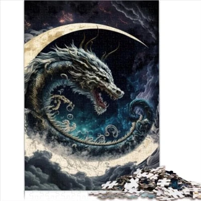 Image of Adult Puzzles Dragons 1000 Piece Puzzle Cardboard Perfect for Ages 12+ Effective Adults Size (50x75cm)