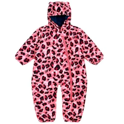 Image of Dare 2b Kids Fully Lined Bambino II Insulated Snowsuit Dusty Rose Cheetah Print, Size: 6 12 Months
