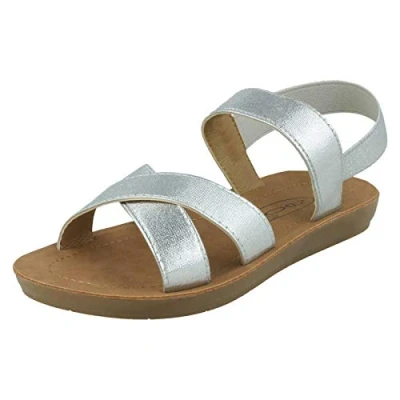 Image of Spot On Girls Slingback Sandals H0351 Silver Elastic UK Size 1 EU 33 US 2