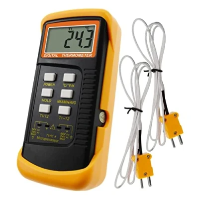 Image of Digital 2 Channels K Type Thermometer Thermocouples 50 1300C ( 58 2372F) Handheld High Temperature Kelvin Scale Dual Measurement Meter Sensor