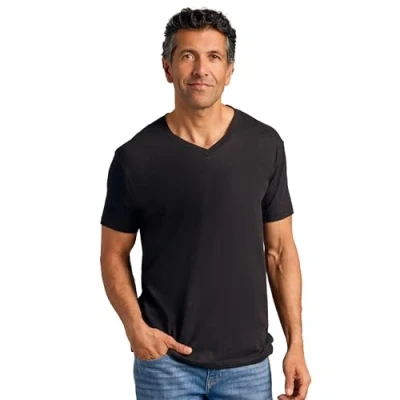 Image of True Classic Men&#039;s V Neck Short Sleeve T Shirt, 1 Pack Black, 2XL