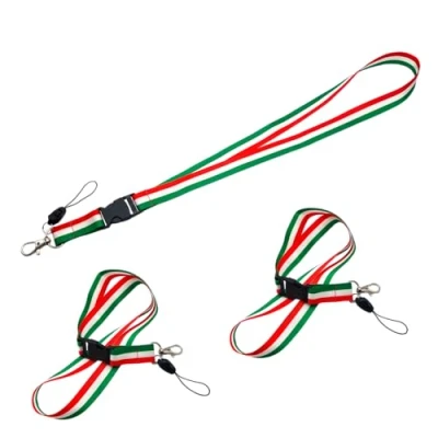 Image of BullTek 3PCS Neck Lanyard, Pass Holder Cell Phone Keys, Italian Tricolour Flag Lanyard for Medal Award Detachable Strap, and Carabiner