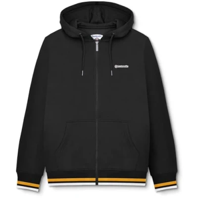 Image of Lambretta Mens Full Zip Twin Tipped Hooded Sweatshirt Hoodie Black/Gold 2XL